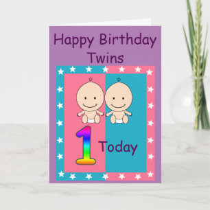 1st Birthday Twins Custom Card