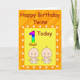 1st Birthday Twins Custom Card