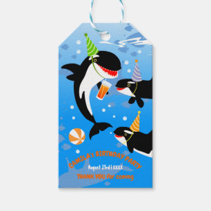 1st birthday under the sea orca whale baby girl gift tags