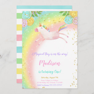 1st Birthday Unicorn Invitation