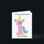 1st Birthday Unicorn Pink Granddaughter Birthday Card<br><div class="desc">1st Birthday Unicorn Pink Granddaughter Birthday Card</div>