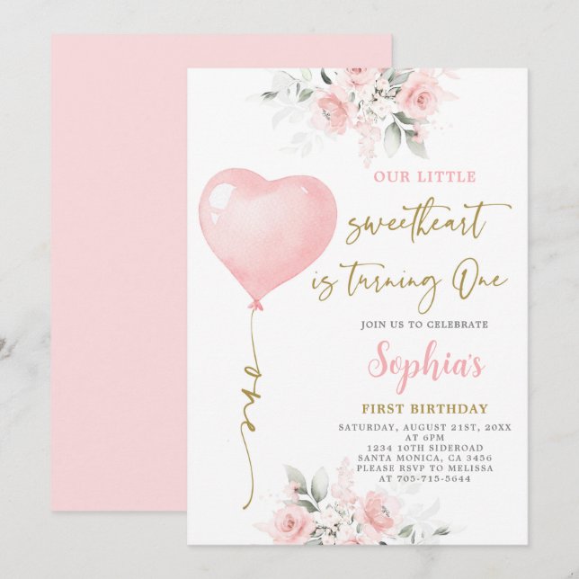 1st Birthday Valentine Invitation (Front/Back)