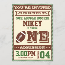 1st Birthday Vintage Football Invite