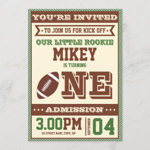 1st Birthday Vintage Football Invite