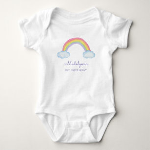1st Birthday Watercolor Rainbow Baby Bodysuit