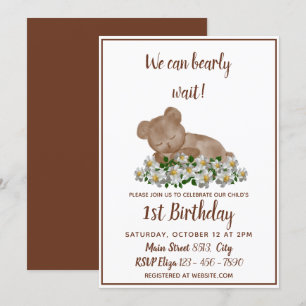 1st Birthday - We can Bearly wait Invitation
