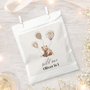 1st Birthday Wild One bear modern elegant party Favour Bags