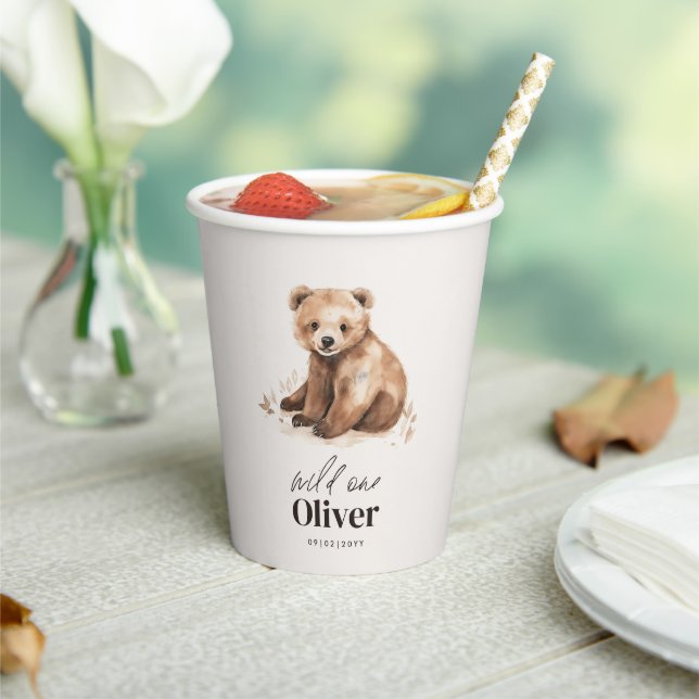 1st Birthday Wild One bear modern elegant party Paper Cups (Insitu)
