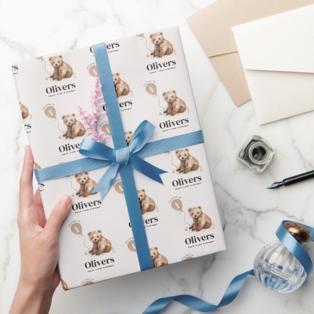 1st Birthday Wild One bear modern elegant  Wrapping Paper (Gifting)