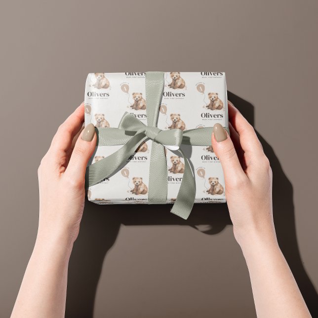 1st Birthday Wild One bear modern elegant  Wrapping Paper (Creator Uploaded)