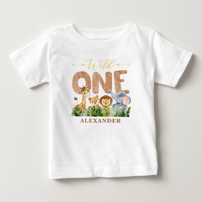 1st Birthday Wild One Jungle Baby T-shirt (Front)