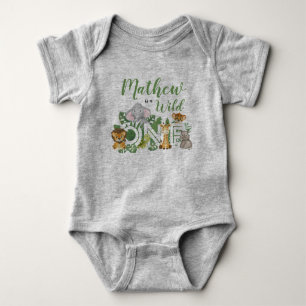 1st Birthday Wild One Jungle Safari Animals Baby Bodysuit