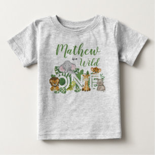 1st Birthday Wild One Jungle Safari Animals Baby T-Shirt