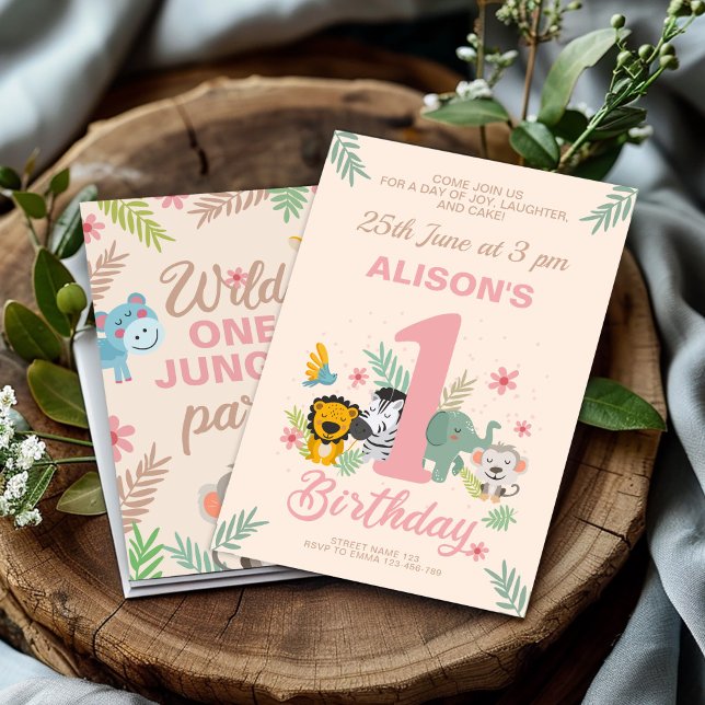1st birthday, Wild One Jungle Safari Party Invitation (Creator Uploaded)