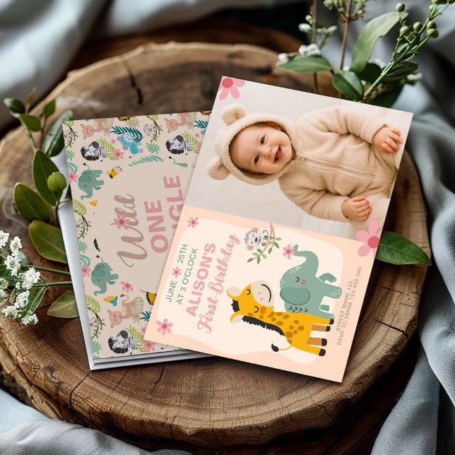 1st Birthday Wild One Party with Baby Photo Invitation (Creator Uploaded)