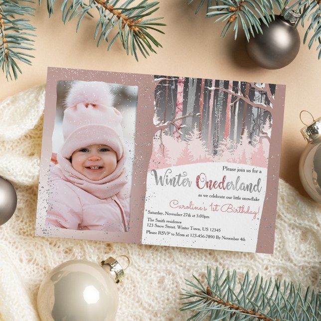 1st Birthday Winter Onederland Photo Invitation (Creator Uploaded)