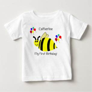 1st Birthday Yellow Bumble Bee & Balloons Shirt