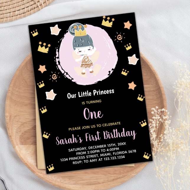 1st Black Our Little Princess Birthday Invitations (1st Black Our Little Princess Birthday Invitations)