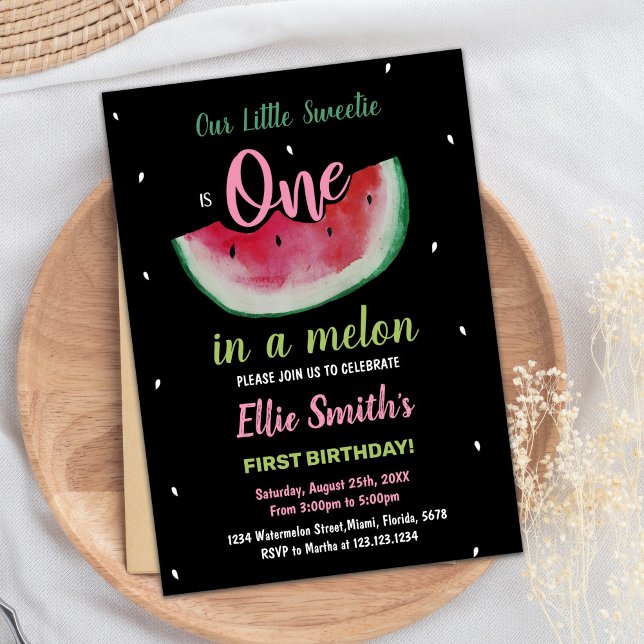 1st Black Watermelon Birthday Invitations (1st Black Watermelon Birthday Invitations)