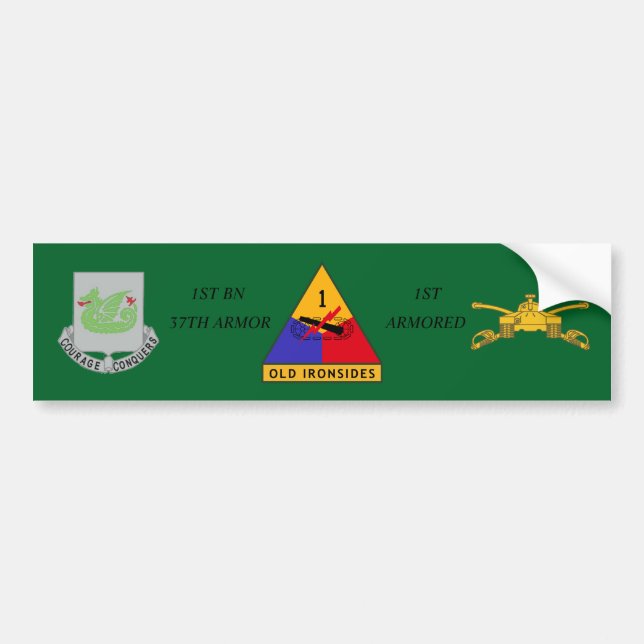 1ST BN 37TH ARMOR 1ST ARMORED BUMPER STICKER (Front)
