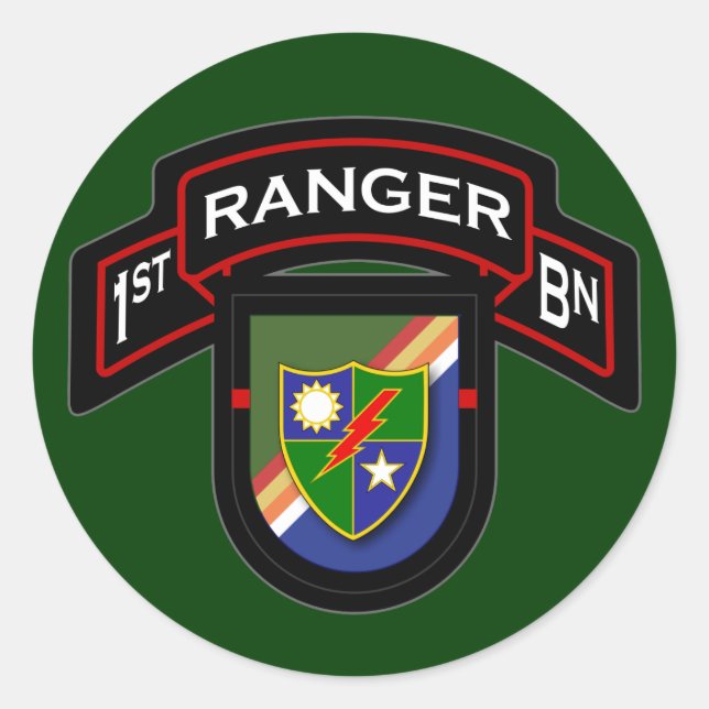 1st Bn, 75th Ranger Regiment - Airborne Classic Round Sticker (Front)