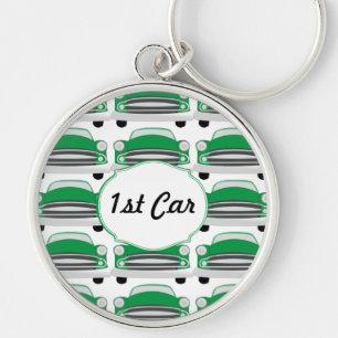 1st Car Green Classic Car Key Ring
