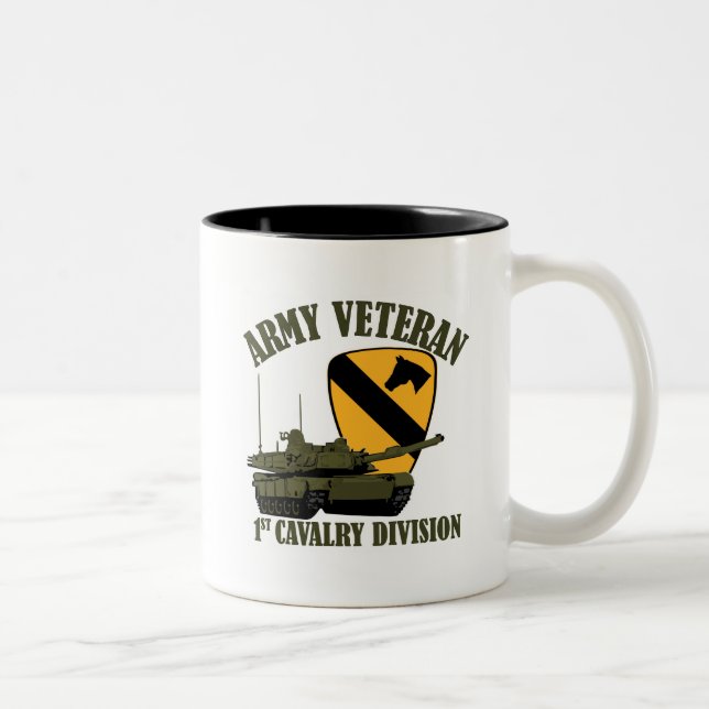 1st Cav Army Vet - M1 Tank Two-Tone Coffee Mug (Right)