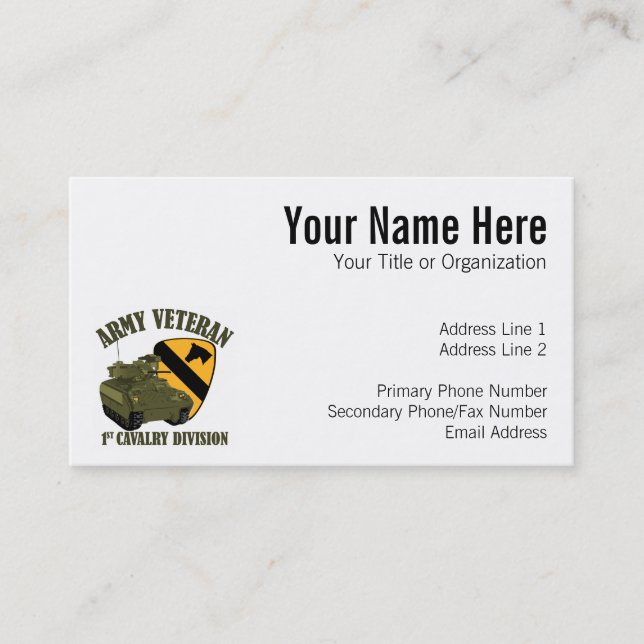 1st Cav Vet - Bradley Business Card (Front)