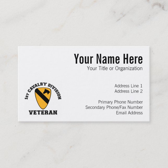 1st Cav Vet - College Style Business Card (Front)