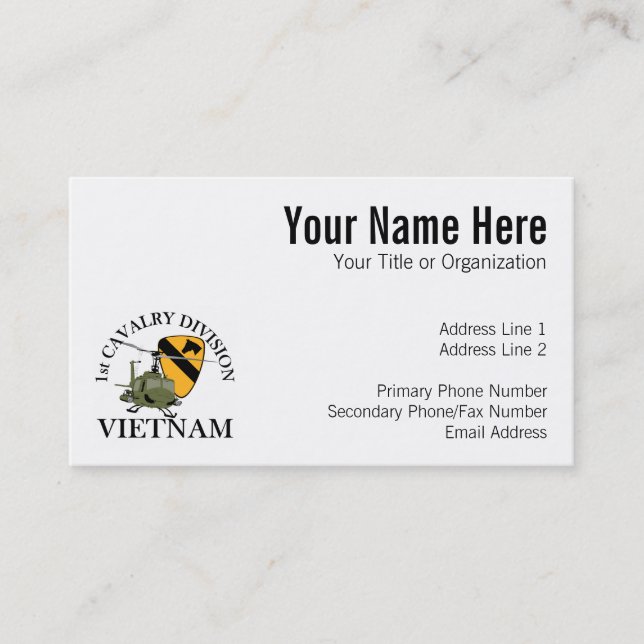1st Cav Vietnam Vet Business Card (Front)