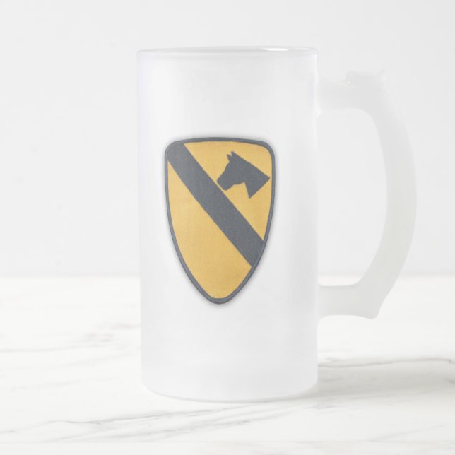 1st Cavalry Air Cav Airmobile Fort Hood Veterans Frosted Glass Beer Mug (Right)