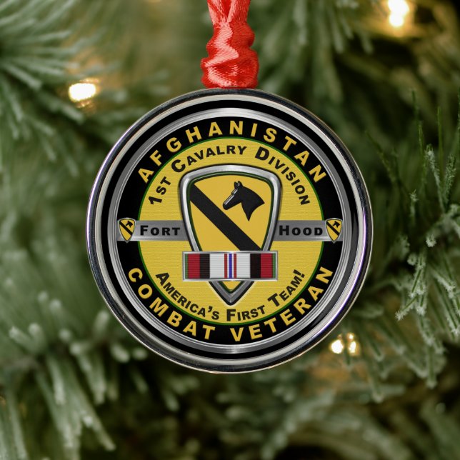 1st Cavalry Division Afghanistan Christmas Metal Tree Decoration (Tree)