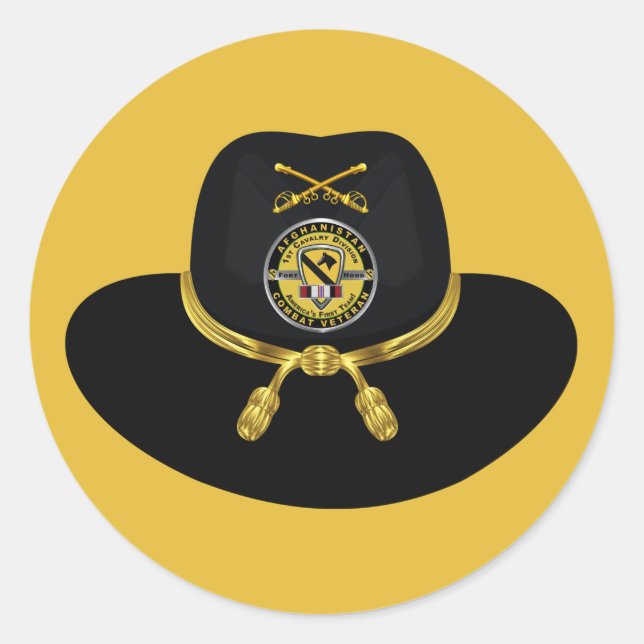 1st Cavalry Division Afghanistan Veteran Classic Round Sticker (Front)