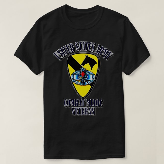 1st Cavalry Division Combat Medic Veteran T-Shirt (Design Front)