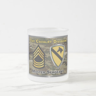 1st Cavalry Division Master Sergeant Frosted Glass Coffee Mug