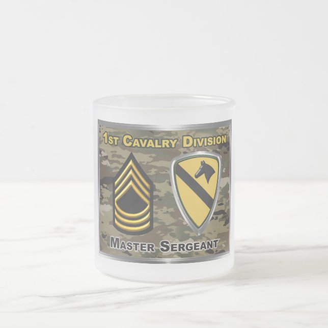 1st Cavalry Division Master Sergeant Frosted Glass Coffee Mug (Center)