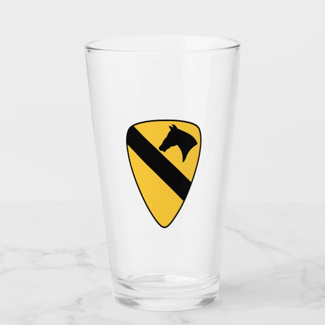 1st Cavalry Division Patch Patriotic Glass (Front)
