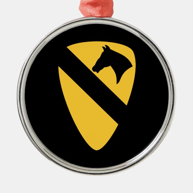 1st Cavalry Division Patch Patriotic Metal Tree Decoration (Front)