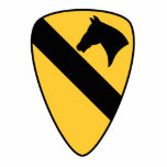 1st Cavalry Division Patch Patriotic Standing Photo Sculpture<br><div class="desc">1st Cavalry Division Patriotic military patch. Use the simple editing tool to change the background colour to your liking and add text to personalise this product!</div>
