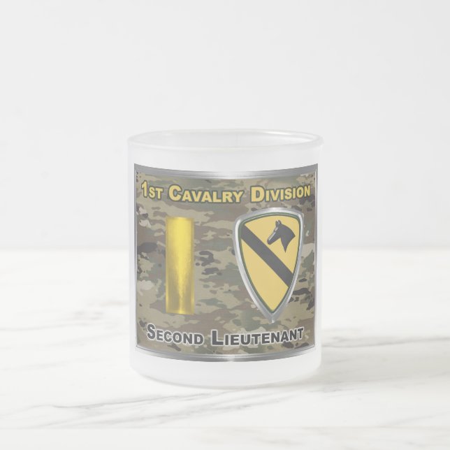 1st Cavalry Division Second Lieutenant Frosted Glass Coffee Mug (Center)