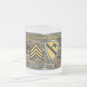 1st Cavalry Division Sergeant Frosted Glass Coffee Mug