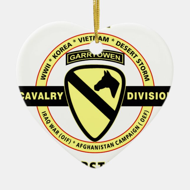 1ST CAVALRY DIVISION "THE FIRST TEAM" CERAMIC TREE DECORATION (Front)