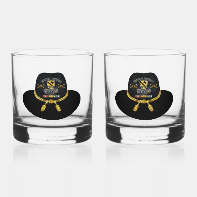 1st Cavalry Division Vietnam Air Cav Whiskey Glass (Front)