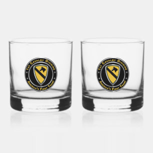 1st Cavalry Division Whiskey Glass