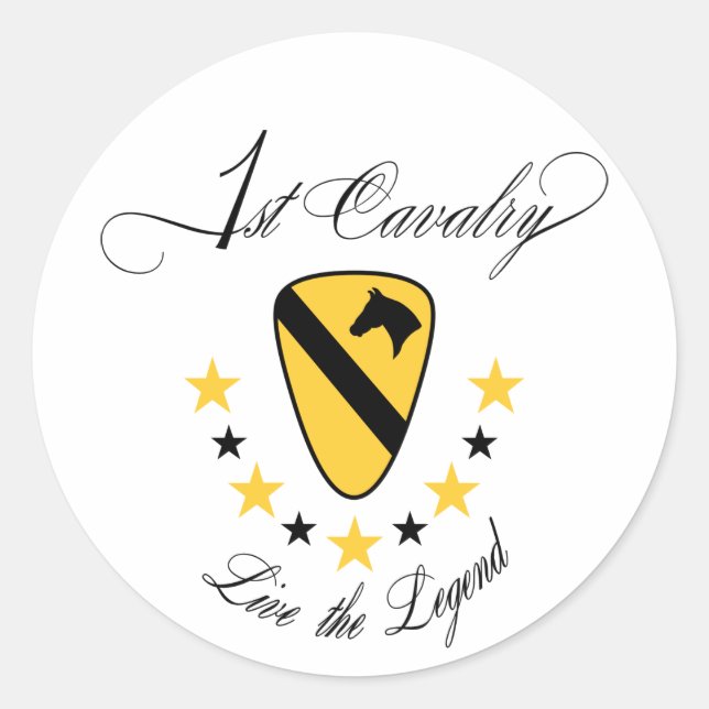 1st Cavalry, Live the Legend Gold Classic Round Sticker (Front)