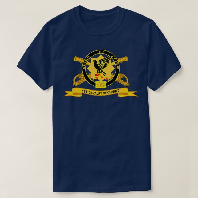 1st Cavalry Regiment w Br Ribbon T-Shirt (Design Front)