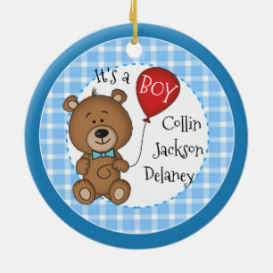 1st Child New Baby Boy Keepsake Christmas Gift Ceramic Tree Decoration