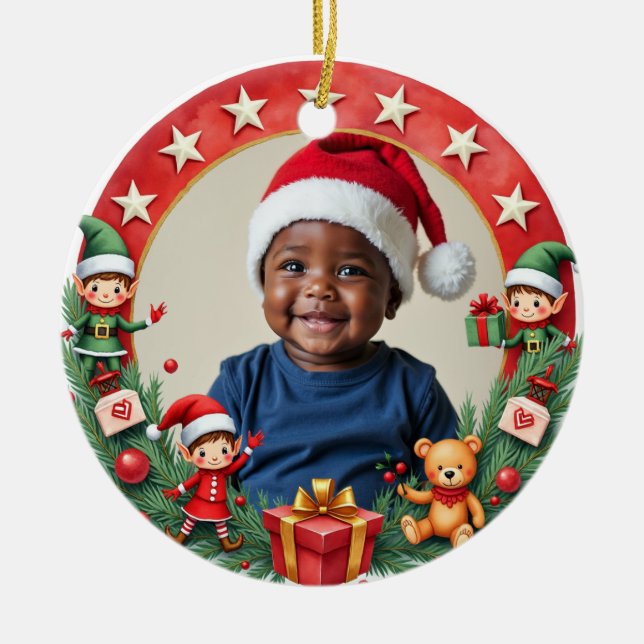 1st Christmas 2 sided,  Ceramic Tree Decoration (Front)