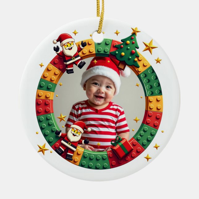 1st Christmas 2 sided Festive Builder Ceramic Tree Decoration (Front)