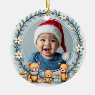 1st Christmas 2 sided Teddy Tidings Ceramic Tree Decoration